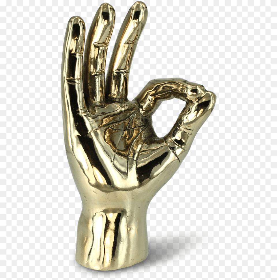 A Ok Brass Hand Gold Hand Sculpture Au, Clothing, Glove, Bronze Free Png Download