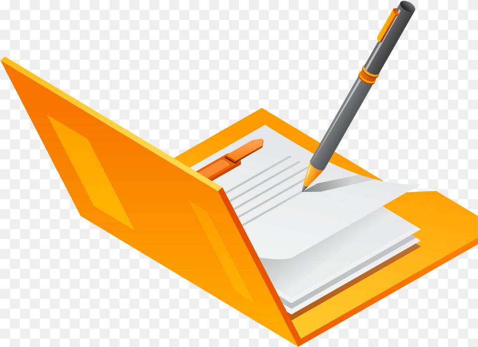A Open Folder With Paper Pencil, File Free Transparent Png
