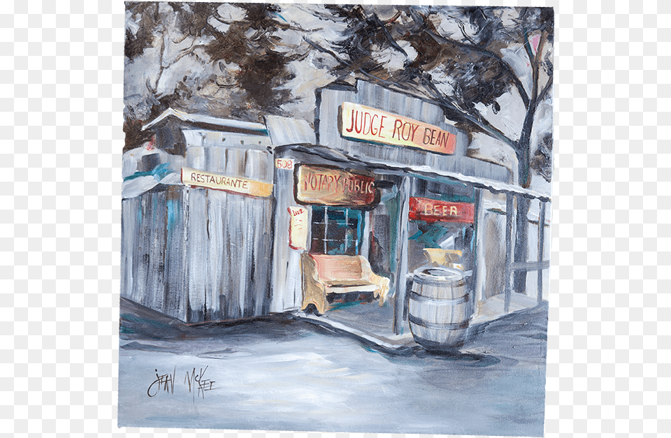 A Painting Of Judge Roy Bean A Former Popular Restaurant Painting, Indoors, Diner, Food, Architecture Png Image