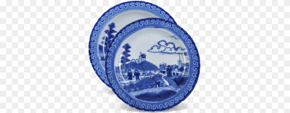 A Pair Chinese Scheveningen Plates Blue And White Porcelain, Art, Food, Meal, Pottery Free Transparent Png