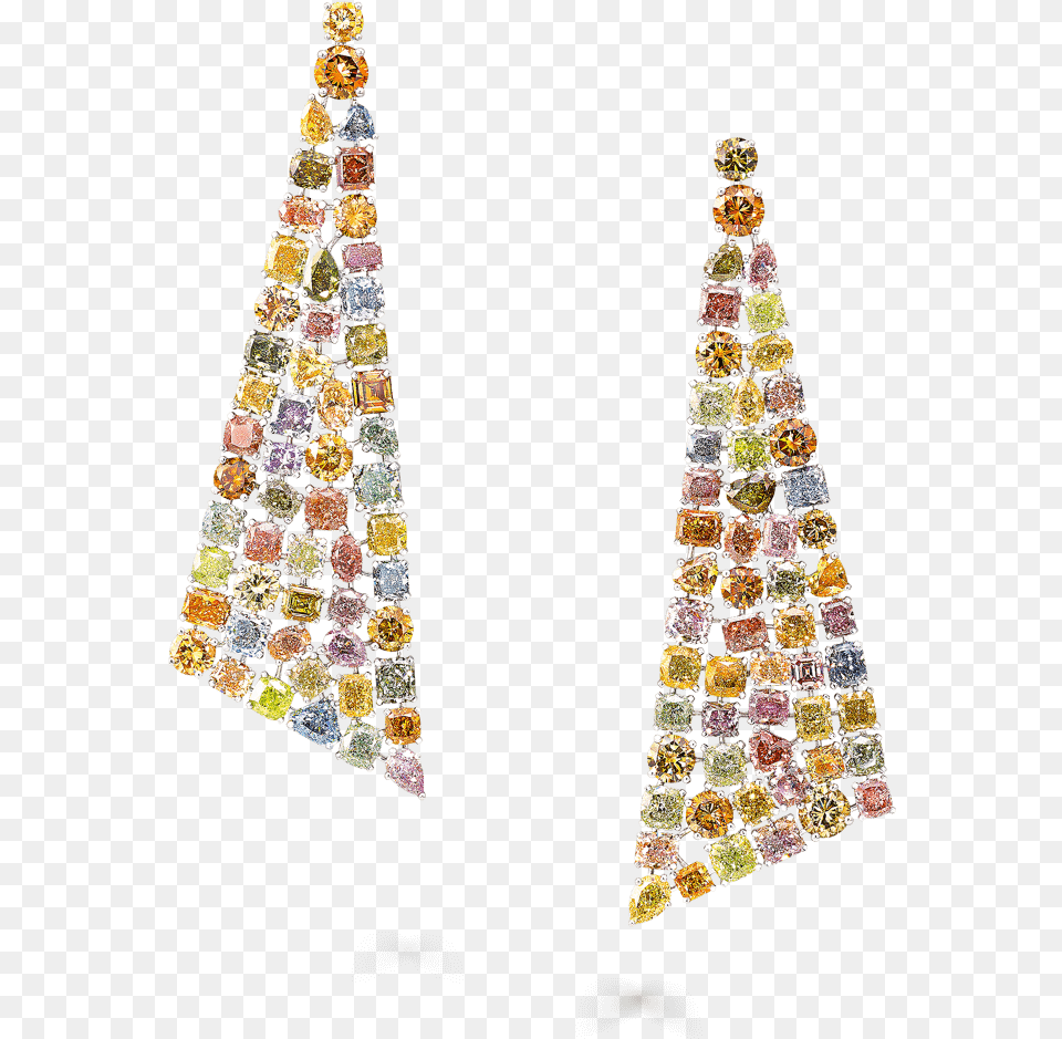 A Pair Of Graff Multi Colour Diamond High Jewellery Christmas Tree, Accessories, Earring, Jewelry, Gemstone Free Png Download