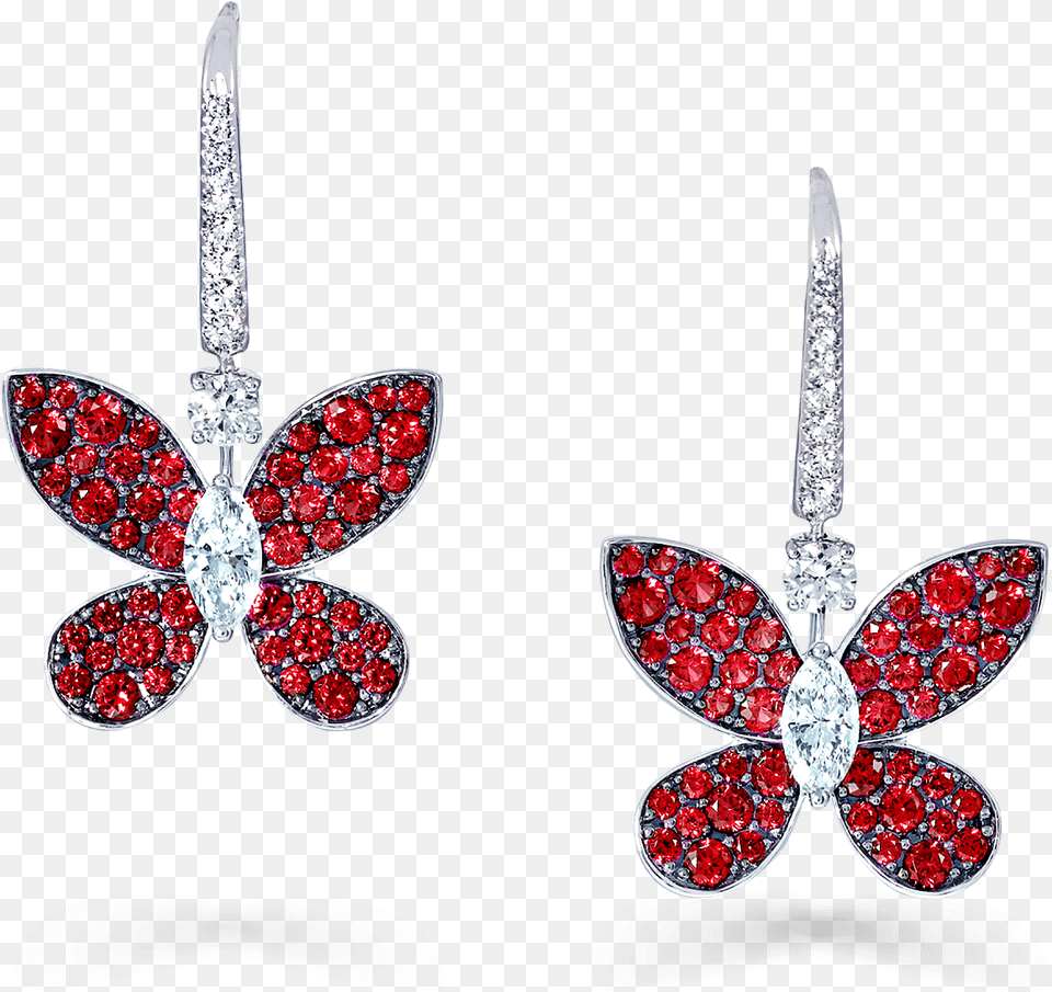 A Pair Of Graff Pav Butterfly Drop Earrings Pave Set Graff Pave Butterfly Earrings, Accessories, Earring, Jewelry, Diamond Png