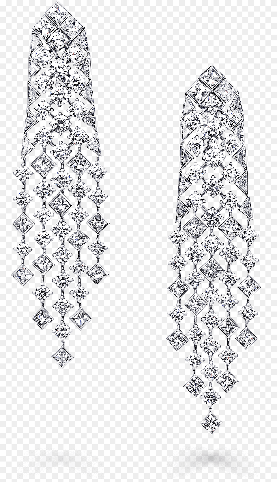 A Pair Of Graff Snowfall Earrings Featuring Baguette Graff Earrings, Accessories, Diamond, Earring, Gemstone Free Png