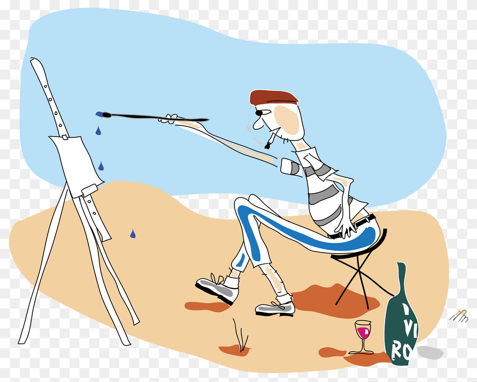 A Parisian Artist Painting On An Easel Clipart, Person, Cleaning, Art, Drawing Png Image