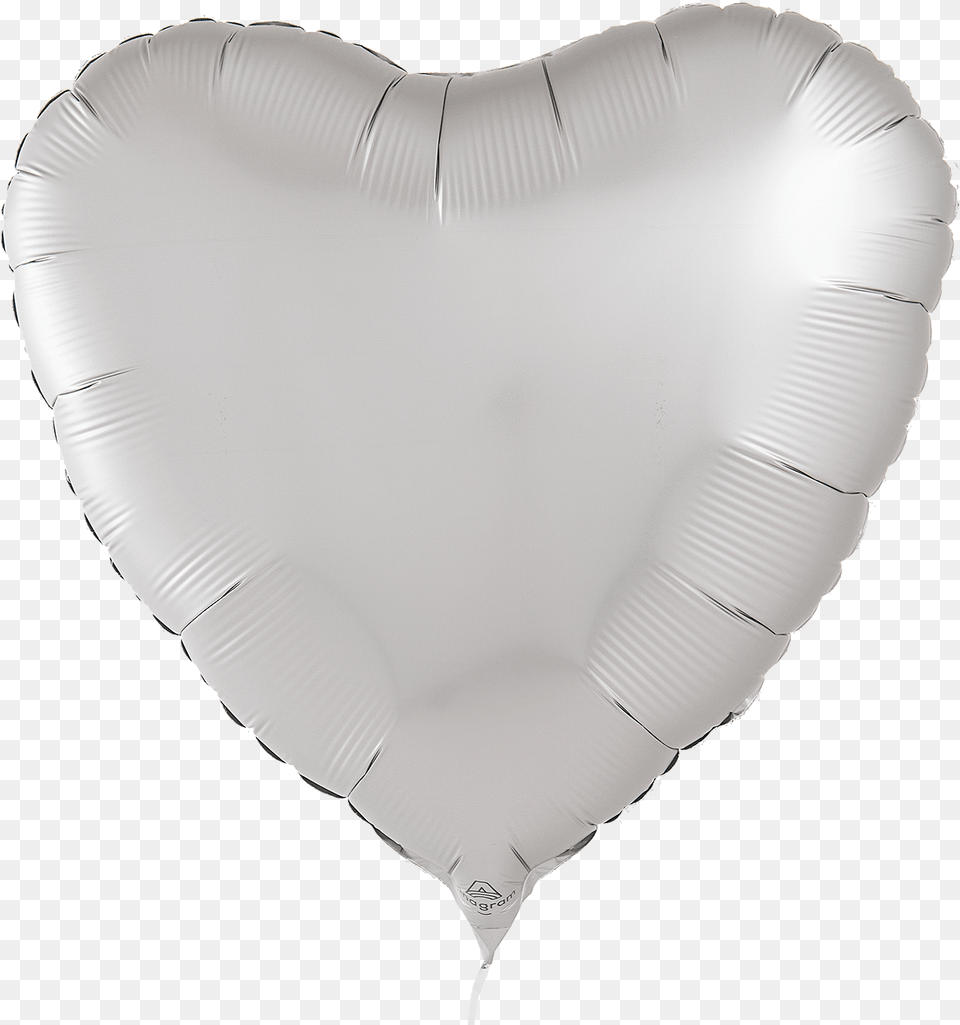 A Photograph Of Platinum Satin Foil Heart Balloon Balloon Foil Heart, Aluminium Free Png Download
