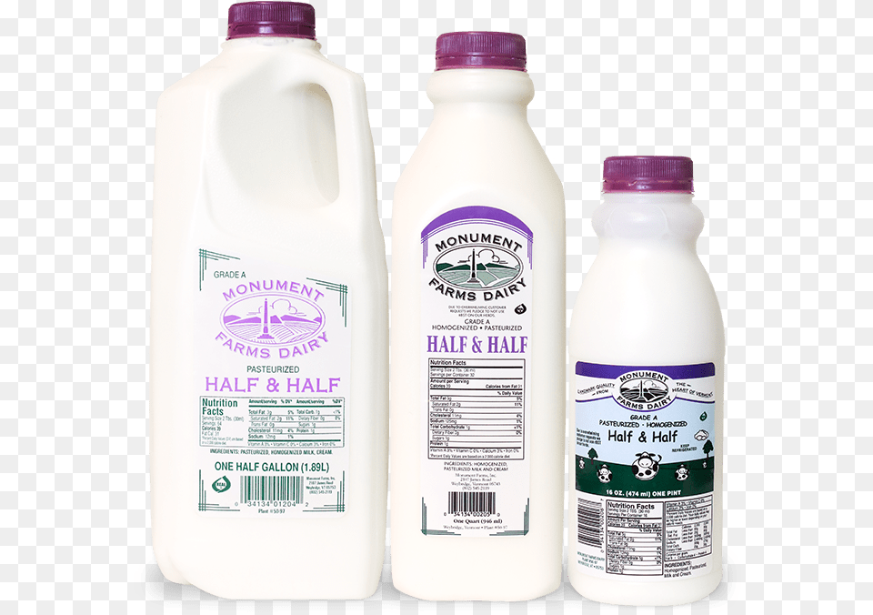 A Pint Quart And Half Gallon Of Monument Farms Local Plastic Bottle, Beverage, Milk, Dairy, Food Free Png Download