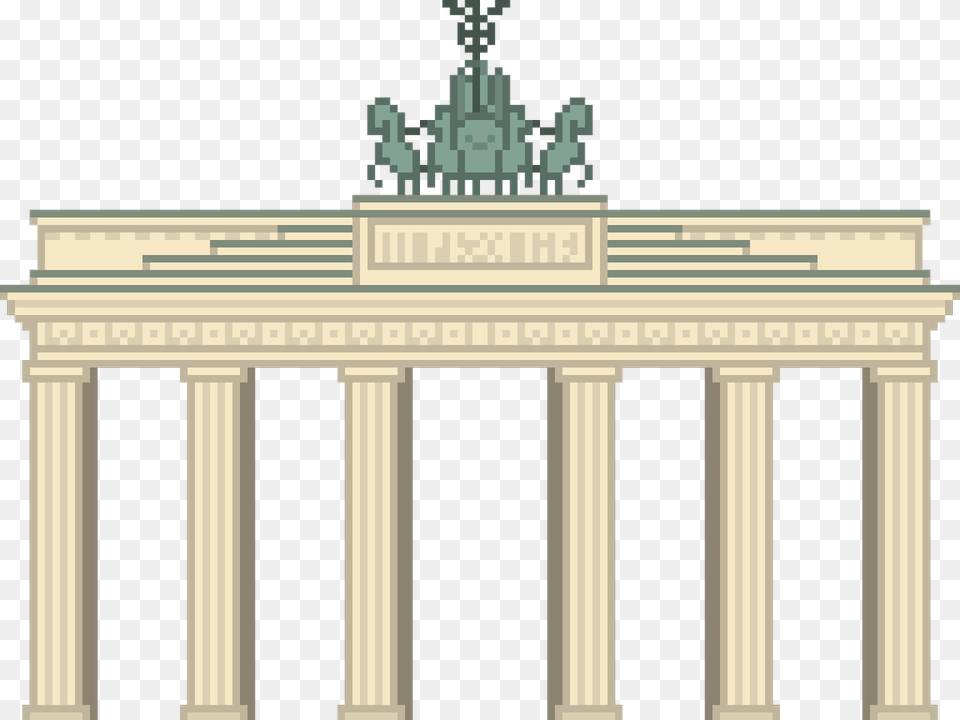 A Pixel Version Of The Brandenburg Gate In Brandenburg Gate, Architecture, Pillar, Building, Parthenon Png Image