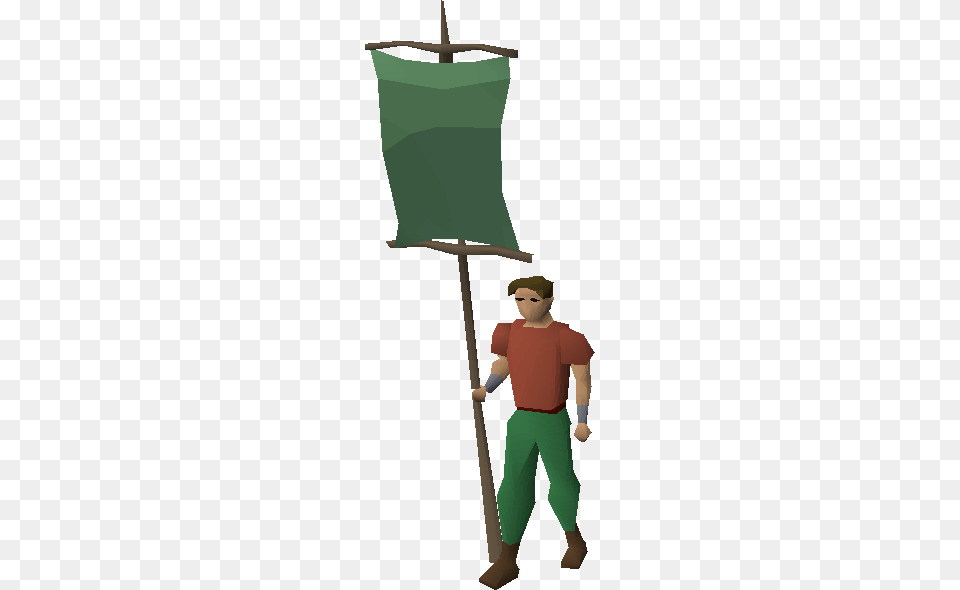 A Player Wielding A Green Banner Castle Wars Zamorak Flag, Adult, Male, Man, Person Png Image