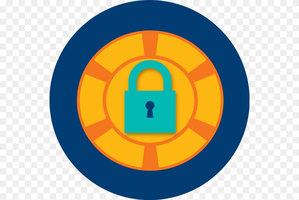 A Poker Chip With A Lock Placed In The Middle Circle, Person, Security, Disk Free Png