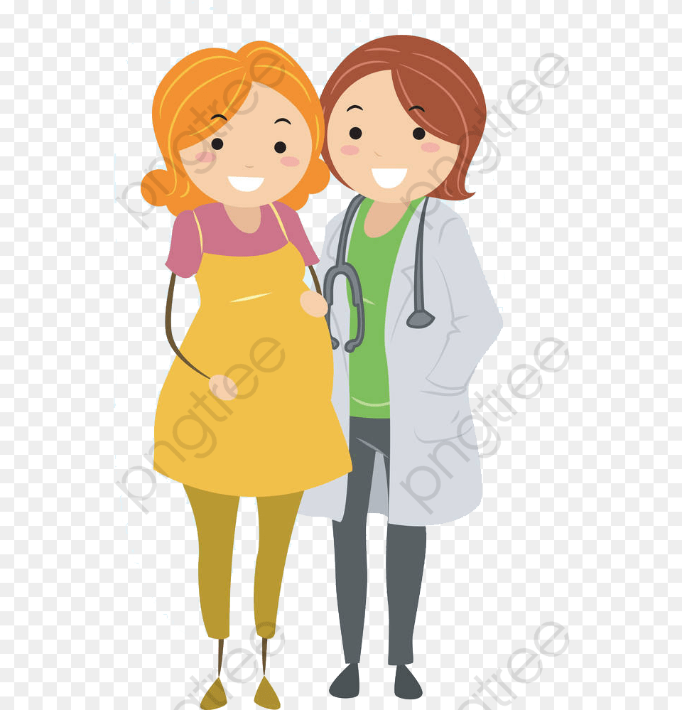 A Pregnant Doctor Pregnant Clipart Doctor Clipart Pregnant Woman And Doctor Art, Clothing, Coat, Lab Coat, Baby Free Png Download