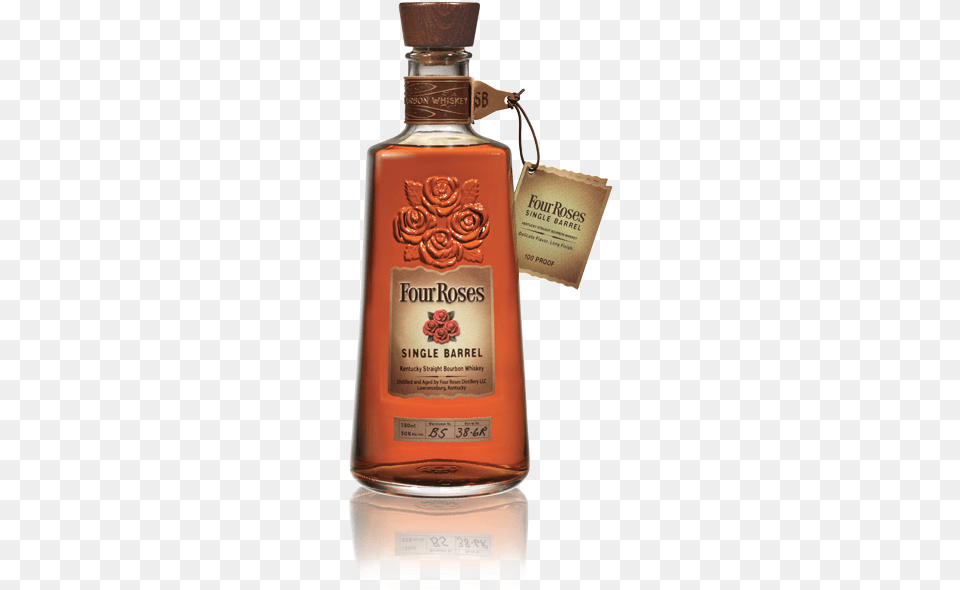 A Premium Single Barrel Bourbon With A Taste That Is Four Roses Single Barrel Bourbon Whiskey 750 Ml Bottle, Alcohol, Beverage, Liquor, Cosmetics Png