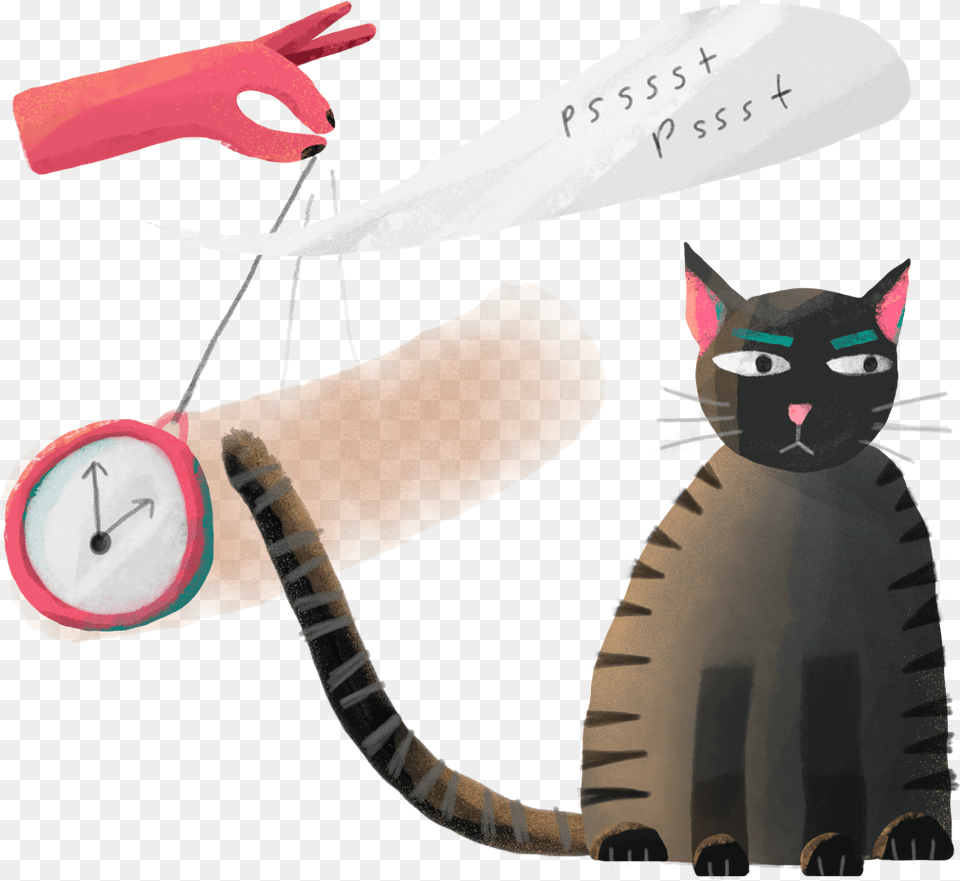 A Project Manager Swinging A Clock In Front Of Cat Clock, Animal, Mammal, Pet Png