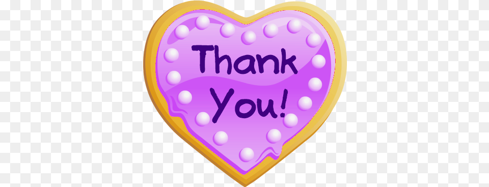 A Purple Heart Shaped Cookie With The Word Thank You For Girly, Birthday Cake, Cake, Cream, Dessert Free Transparent Png