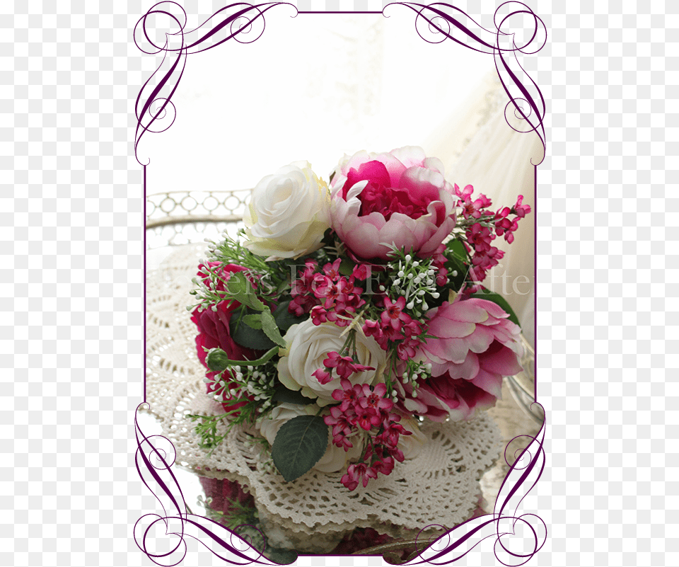 A Romantic Vibrant Magenta Pink And Blush Ivory Bridesmaid Garden Roses, Flower, Flower Arrangement, Flower Bouquet, Plant Png