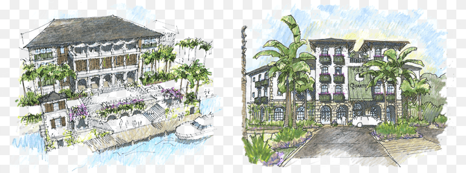 A Roof Deck Shuttered Verandahs And A Sheltering Small Luxury Hotel Sketch, Architecture, Housing, House, Villa Png Image