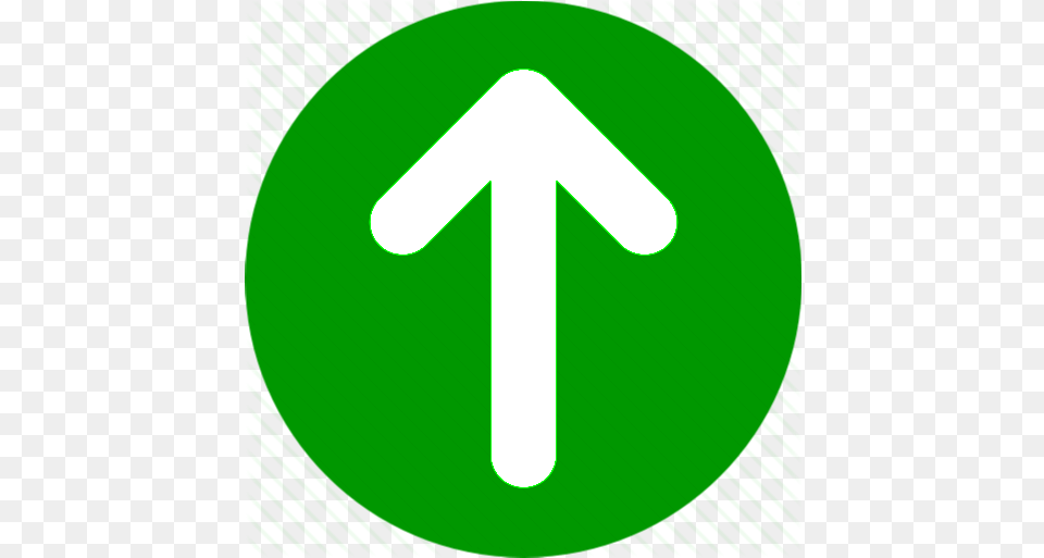 A Round Green Disc With Up Arrow Embedded Traffic Sign, Symbol, Road Sign Free Png Download