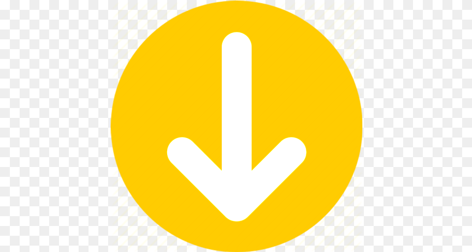 A Round Yellow Disc With Embedded Down Arrow Circle, Sign, Symbol, Road Sign Png