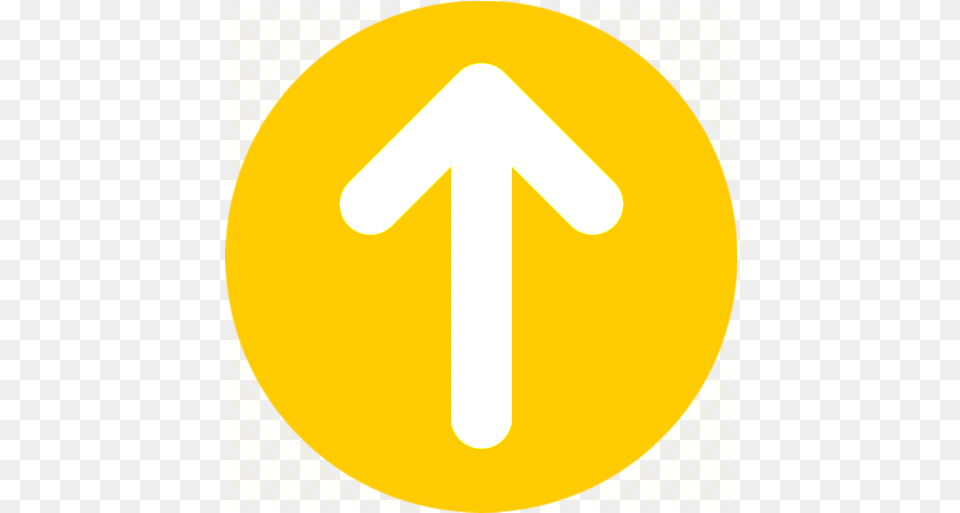 A Round Yellow Disc With Embedded Up Arrow Sign, Symbol, Road Sign Free Transparent Png