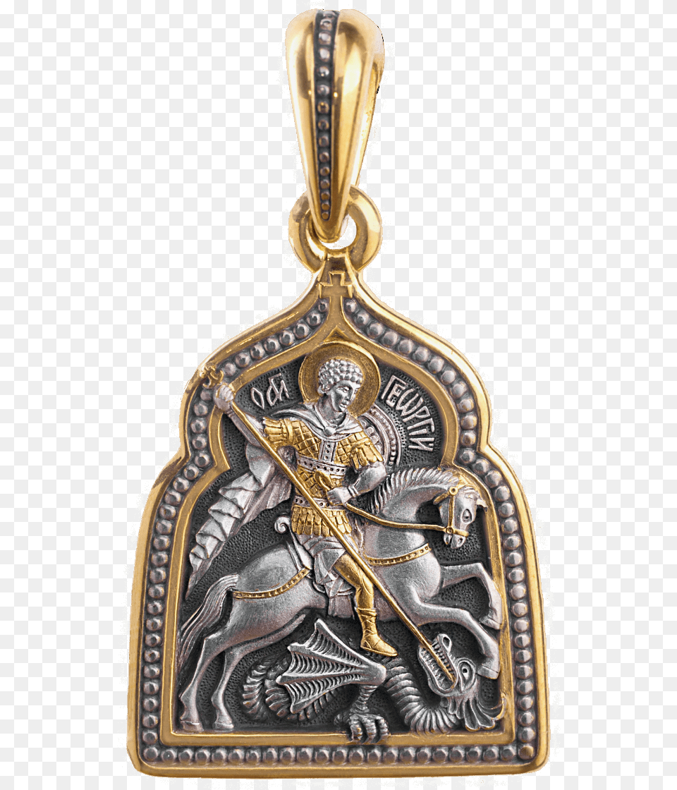 A Russian Orthodox Silver Icon Medal Pendant St George Pendant, Accessories, Adult, Male, Man Free Png