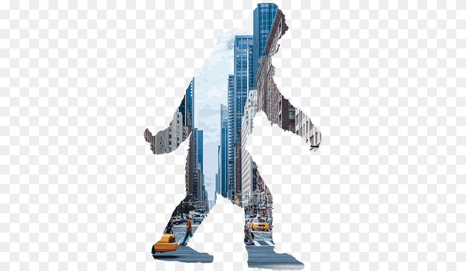 A Sasquatch Bigfoot Silhouette In New York City Greeting Card Skyscraper, Architecture, Building, Urban, High Rise Free Png