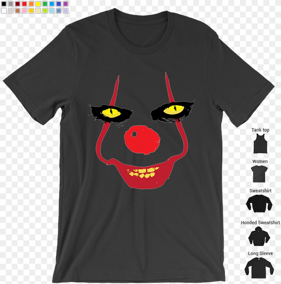A Scary Clown Face Emoji Tshirt For Halloween, Clothing, T-shirt, Head, Person Png