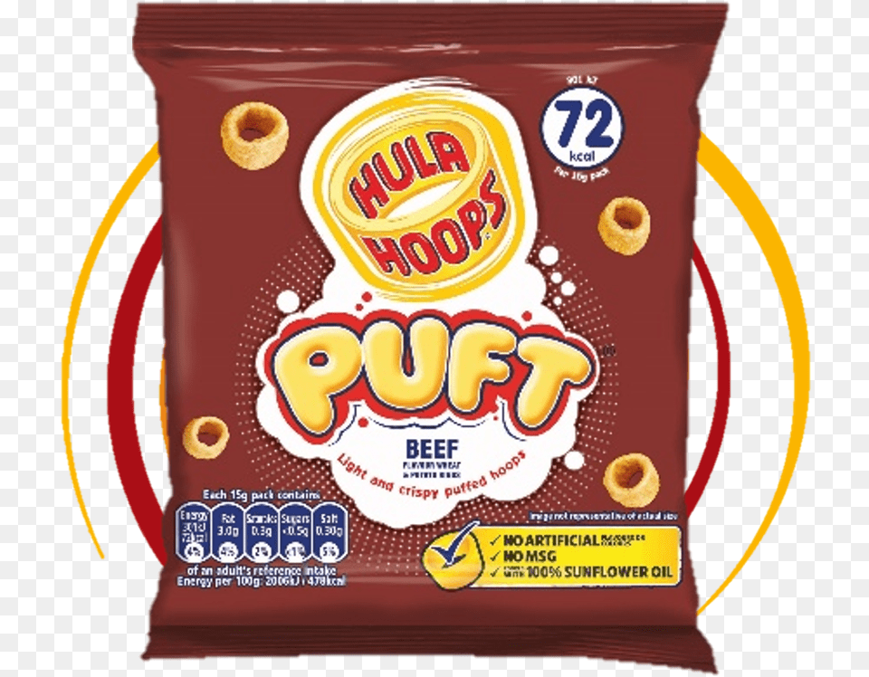 A Scrumptious Beef Flavour In Crispy Light And Floaty Hula Hoops Puft Salted, Food, Snack, Sweets, Can Free Png
