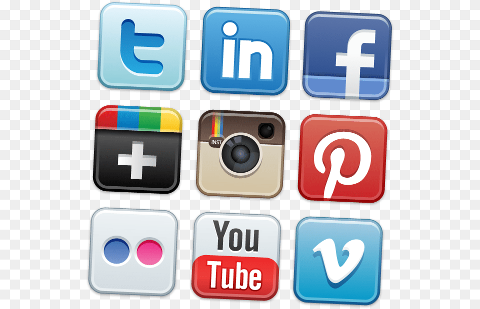 A Selection Of Social Media Service Logos Social Media Website Logo, First Aid, Text, Electronics Free Png
