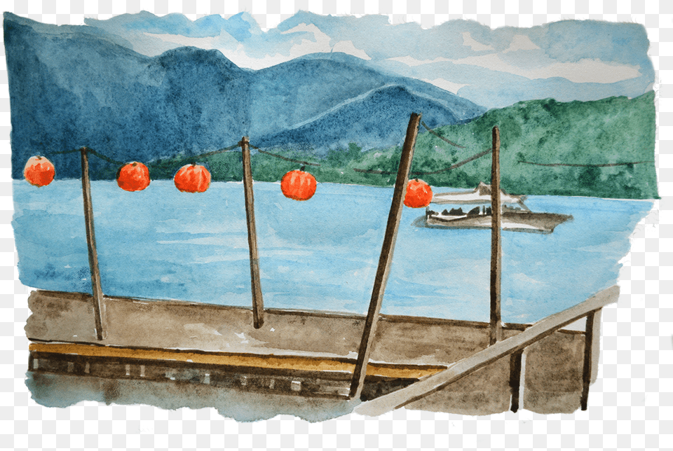 A Series Of Watercolors That Illustrate The Quiet Spaces Watercolor Paint, Water, Waterfront, Food, Plant Free Png