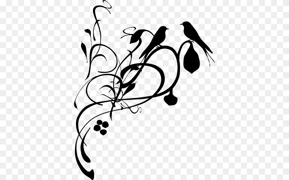 A Silhouette Of A Bird Singing, Art, Floral Design, Graphics, Pattern Free Png