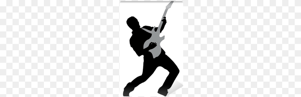 A Silhouette Of A Rock Star Playing Guitar Wall Mural Silueta De Hombre Tocando Guitarra, Musical Instrument, Stencil, Adult, Male Free Transparent Png