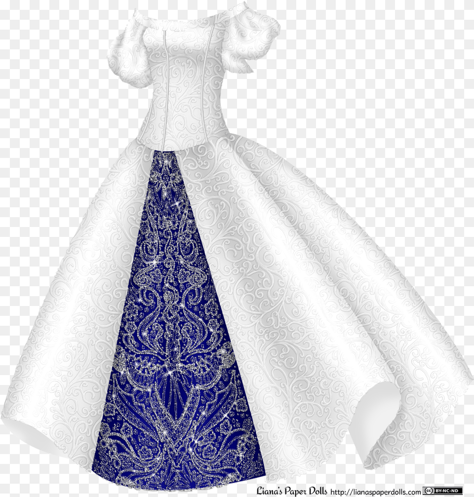 A Silvery White Gown With A Delicate Small Scroll White Princess Dress, Clothing, Fashion, Formal Wear, Wedding Png