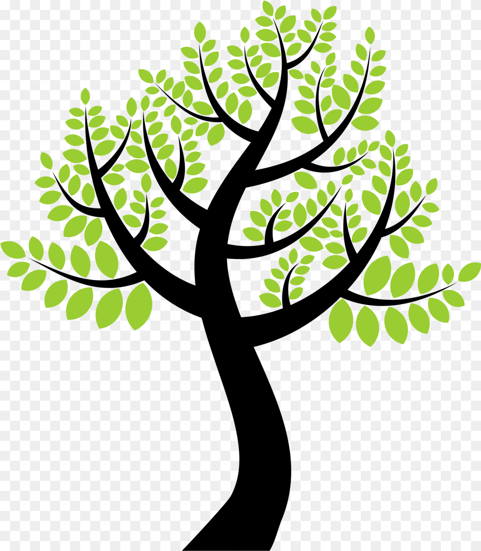 A Simple Big Tree With 9 Branches, Green, Leaf, Plant, Footprint Png Image