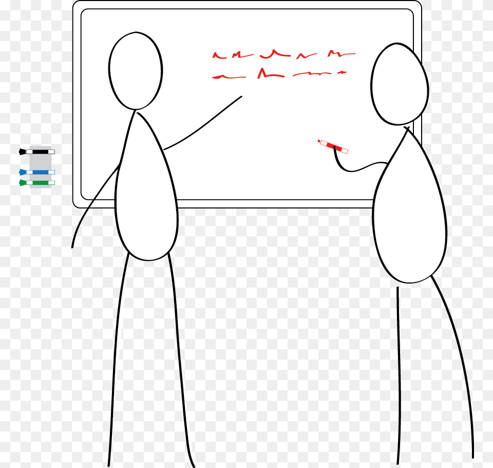 A Sketch Shows Two People Working At A Whiteboard Illustration, White Board, Adult, Person, Female Free Transparent Png