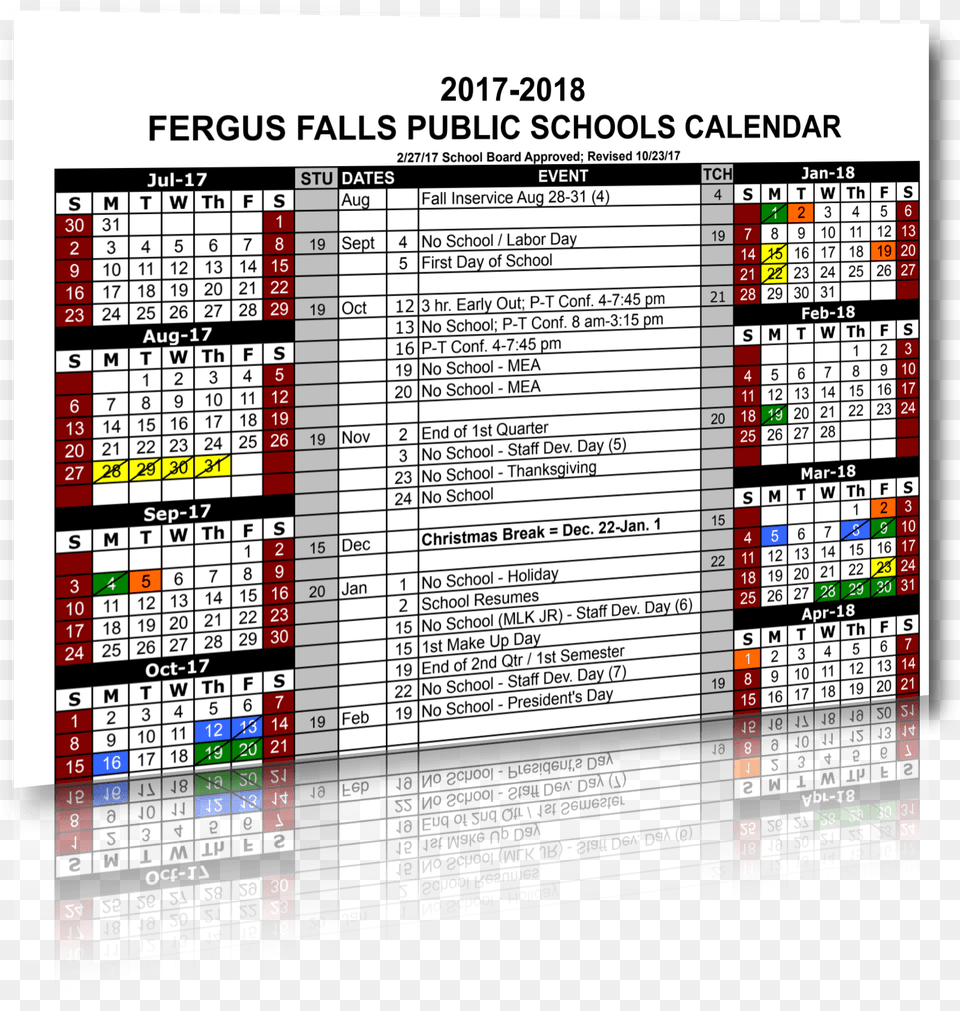 A Small Revision Was Made To This Year39s Calendar Fergus Falls Public Schools, Text, Blackboard Free Transparent Png