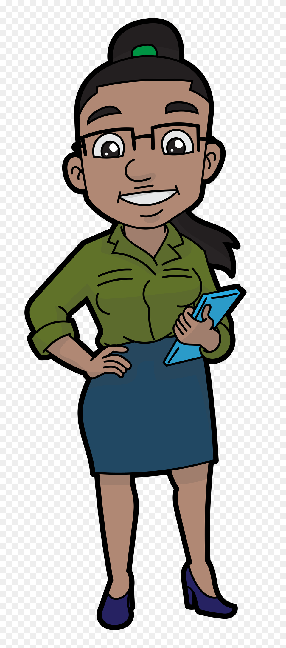 A Smart Black Businesswoman Cartoon, Baby, Person, Face, Head Png