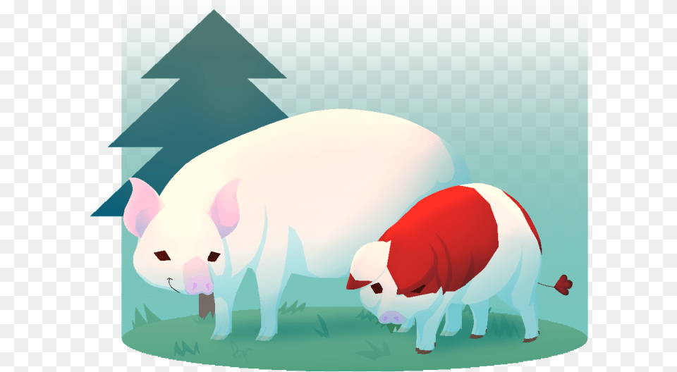 A Sow And Her Year Old Piglet Illustration, Animal, Mammal, Pig, Hog Free Png