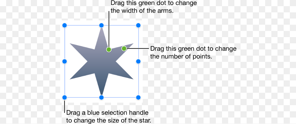 A Star Shape Selected With Two Green Dots That You Diagram, Star Symbol, Symbol Free Transparent Png