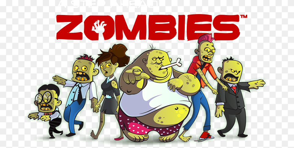 A Step Ahead Cartoon A Group Of Zombie, Book, Comics, Publication, Person Free Transparent Png