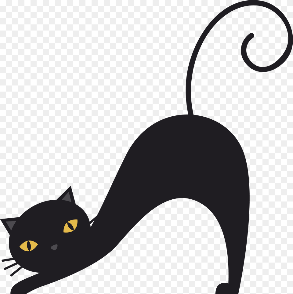 A Stretched Transprent Vector Black Cat, Animal, Mammal, Pet, Black Cat Free Transparent Png