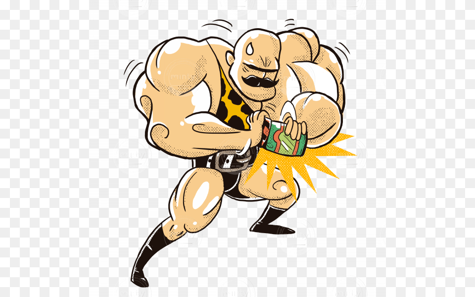 A Strong And Muscled Man Trying To Open A Pickles Pot, Book, Comics, Publication, Baby Free Png Download