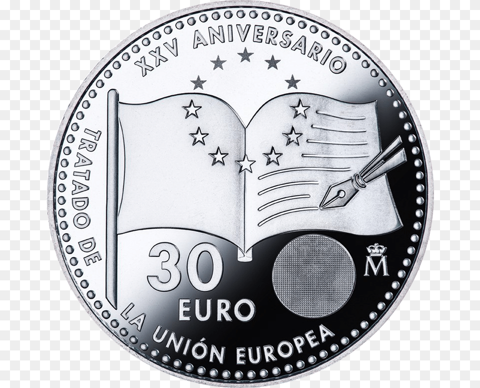 A Stylised Flag Incorporating The Shape Of The Treaty Monedas De 30 Euros 2017, Coin, Money, Nickel Png Image