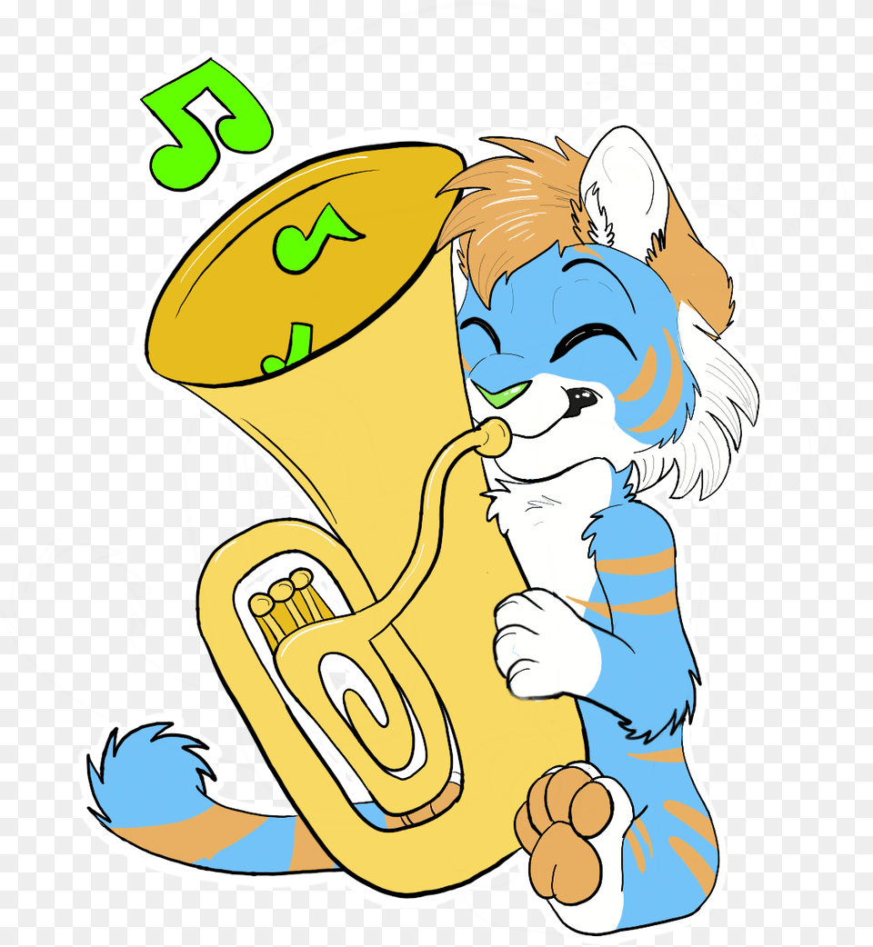 A Tuba Playing Tiger Cartoon, Brass Section, Horn, Musical Instrument, Baby Free Transparent Png