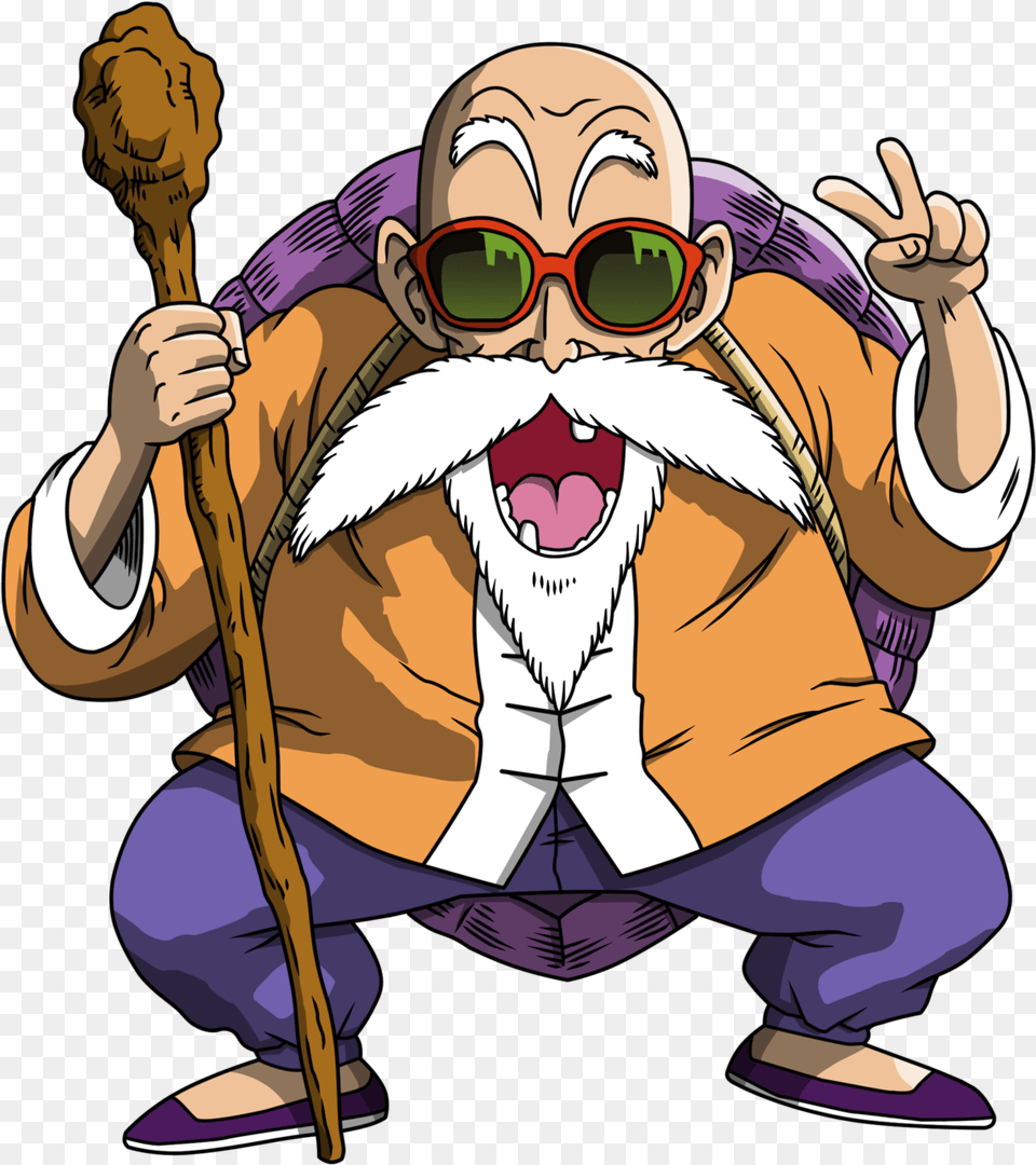 A Vara Is A Long Thin Stick Master Roshi Peace Sign, Accessories, Person, Sunglasses, Baby Free Png Download
