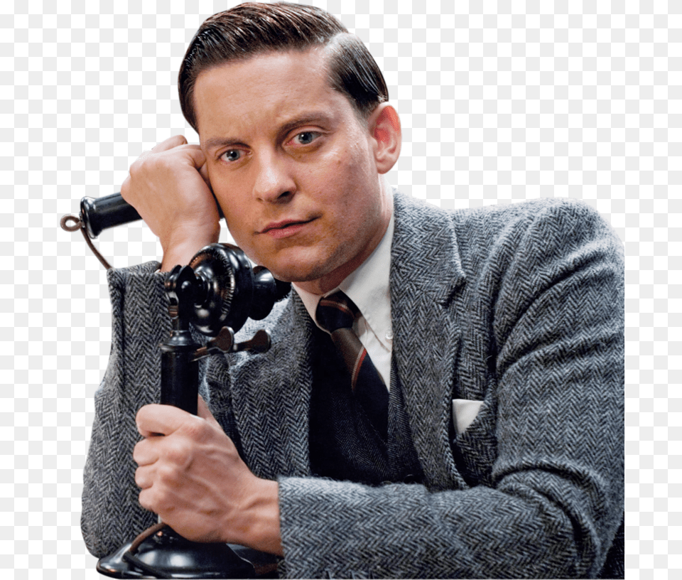 A Very Thoughtful Tobey Maguire On The Great Gatsby, Hand, Head, Man, Microphone Free Png