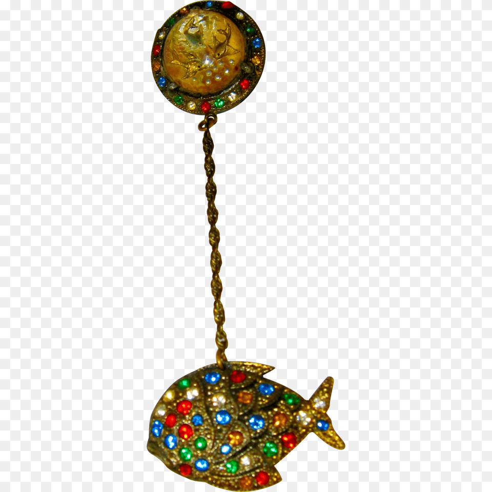 A Vintage Fish Shaped Perfume Pin With Multi Colored Rhinestones, Accessories, Jewelry, Necklace, Gemstone Png