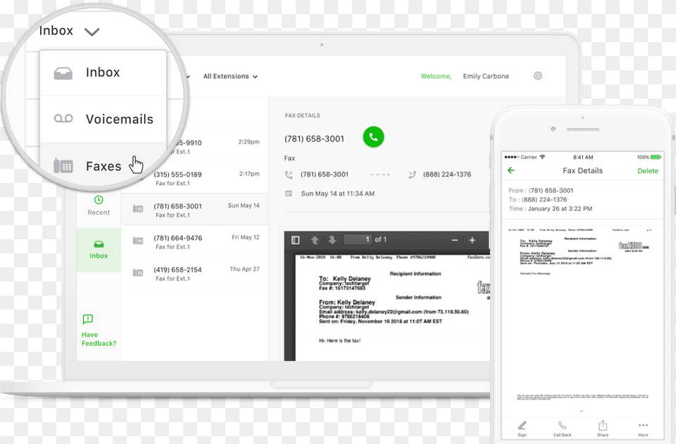 A Virtual Fax Service Delivers Faxes Anywhere Grasshopper Virtual Fax, Page, Text, Electronics, Mobile Phone Free Png Download