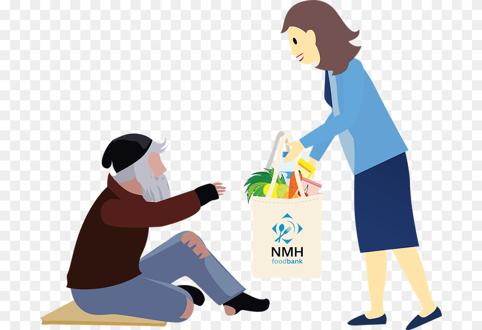 A Volunteer With No More Homelessness Gives A Bag Of Giving Food To Homeless Clipart, Adult, Female, Person, Woman Free Png Download
