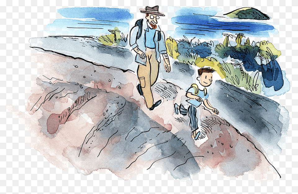 A Watercolour Illustration Of A Man And A Child With Watercolor Painting, Book, Comics, Publication, Person Free Png Download