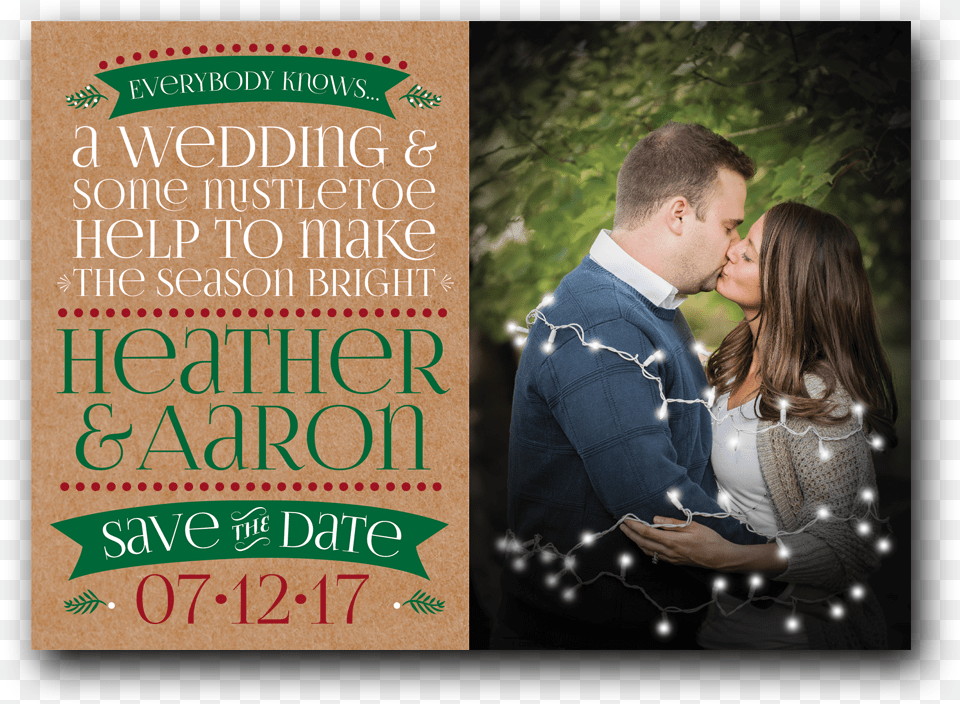 A Wedding And Some Mistletoe Save The Date Kiss On Lips, Book, Publication, Adult, Poster Free Png Download