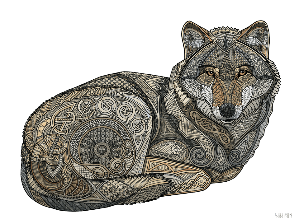 A Wolf Inspired By Ancient Norse Art, Animal, Bird, Drawing Free Transparent Png